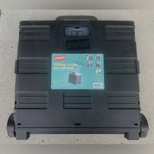 Staples folding crate utility cart w/ heavy duty wheels EUC holds 70 lbs